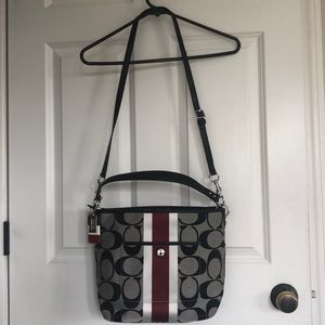 COACH Hampton’s signature red striped shoulder bag